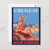 Uruguay, Strandmädchen, Jahrgang Postkarte (Vorne/Hinten)