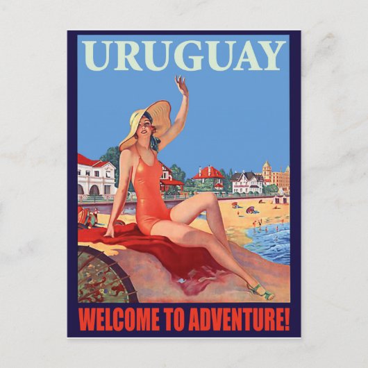 Uruguay, Strandmädchen, Jahrgang Postkarte (Vorderseite)