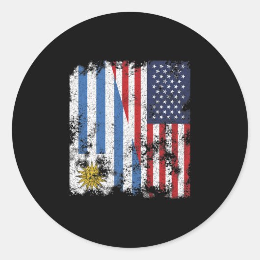 Uruguay USA Flag - Halb Amerika Runder Aufkleber (Vorderseite)