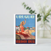 Uruguay Veraneo Ideal Vintage Travel Poster Postkarte (Stehend Vorderseite)