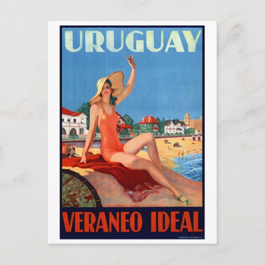 Uruguay Veraneo Ideal Vintage Travel Poster Postkarte (Vorderseite)