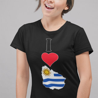 Uruguay Vertical I Liebe Uruguayische Flaggenkarte T-Shirt