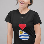 Uruguay Vertical I Liebe Uruguayische Flaggenkarte T-Shirt
