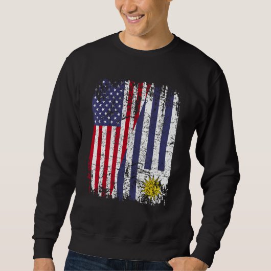 URUGUAYAN ROOTS Halbe American Flag URUGUAY Sweatshirt (Vorderseite)