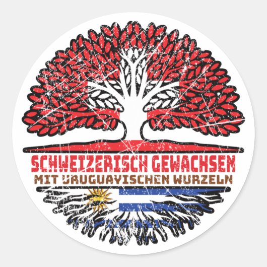 Uruguayisch Schweizer Schweiz Baum Wurzel Runder Aufkleber (Vorderseite)