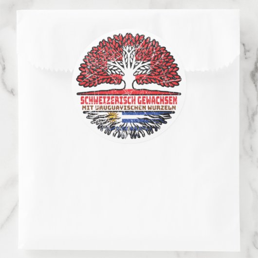 Uruguayisch Schweizer Schweiz Baum Wurzel Runder Aufkleber (Tasche)
