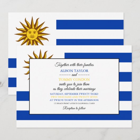 Uruguayische Flagge, Flagge, Hochzeit in Uruguay Einladung (Vorne/Hinten)