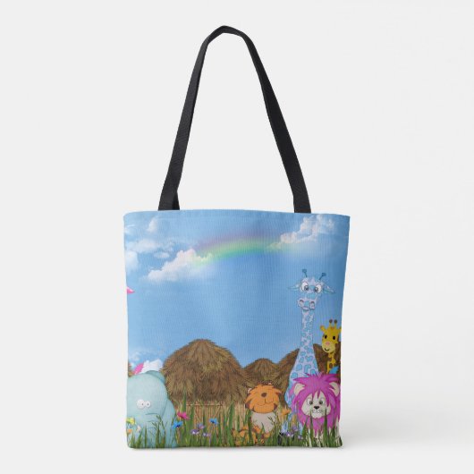 Urwaldtiere mit Regenbogen Tasche (Rückseite)