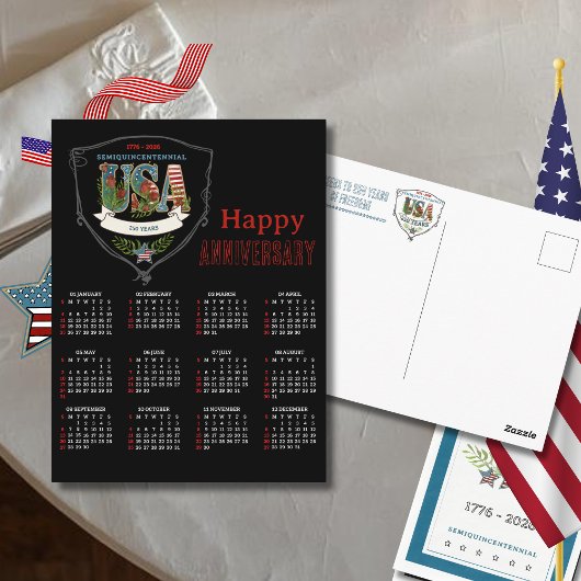 US 250 2026 Semiquincentennial Botanical Calendar  Postkarte