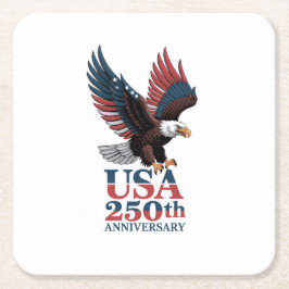 US 250. Jubiläum Rechteckiger Pappuntersetzer