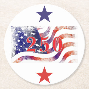 US 250. Jubiläum Runder Pappuntersetzer