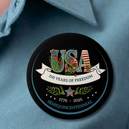 US 250 Semiquincentennial Botanical Watercolor 4th Button