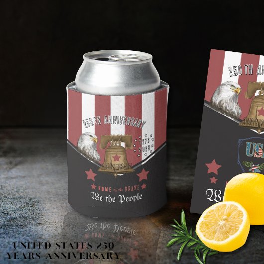 US 250 We the People Hand-Drawn Eagle and  Bell Dosenkühler