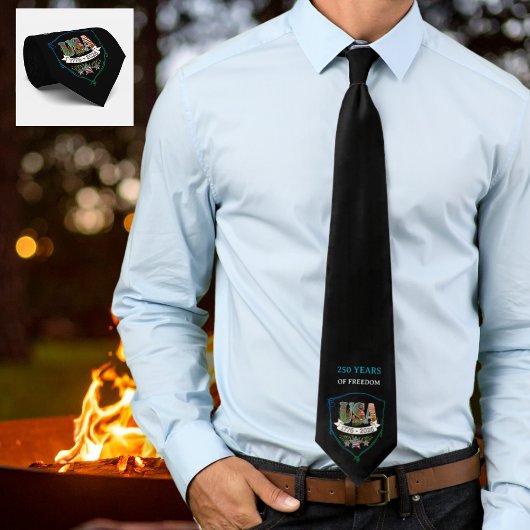 US 250 Years Freedom Elegant Patriotic Black Guest Krawatte