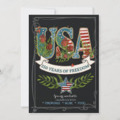 US 250 Years of Freedom Charcoal 4th July Einladung (Vorderseite)