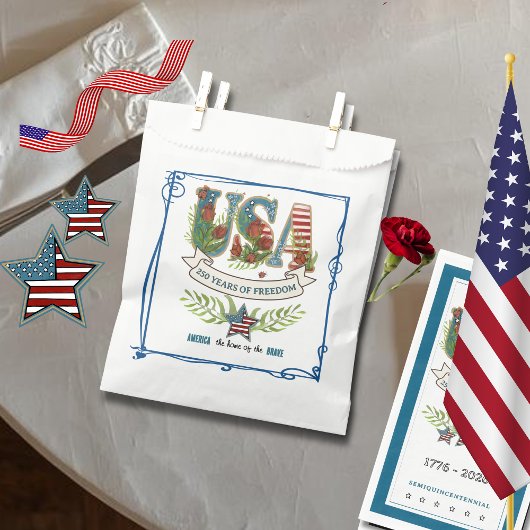 US 250 Years of Freedom Elegant Blue Border  Geschenktütchen