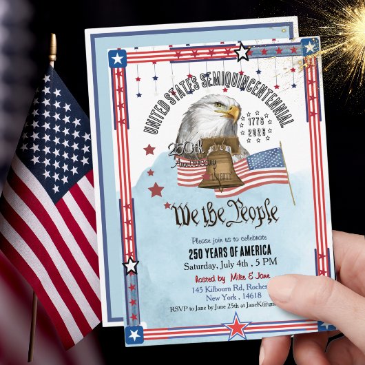 US 250th Anniversary Liberty Bell Eagle Invitation Einladung
