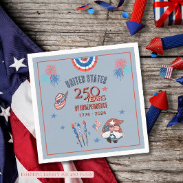 US 250th Anniversary Patriotic Gnome Paper Napkin Serviette