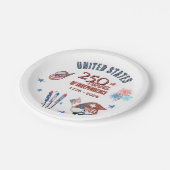 US 250th Anniversary Patriotic Gnome Paper Plates Pappteller (Schrägansicht)