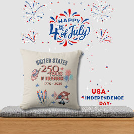 US 250th Anniversary Patriotic Gnome Throw Pillow Kissen