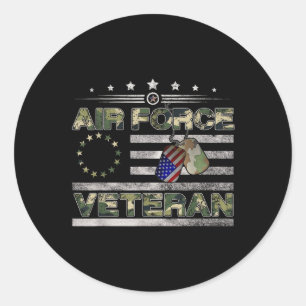US Air Force Veteran Shirt American Betsy Ross Cam Runder Aufkleber