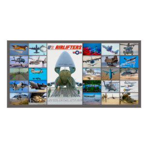 US AIRLIFT AIRCRAFT "MONTAGE" POSTER