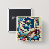 US-Alaska Staat Bird und Blume Design Button (Vorne & Hinten)
