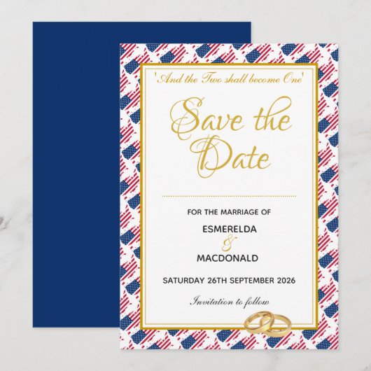 US AMERICA Custom Christlich Wedding Save The Date (Vorne/Hinten)