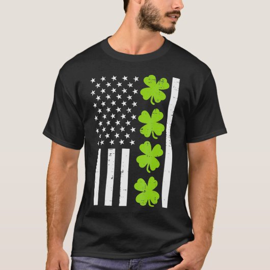 US America Flag Kleeblatt Clover St Patricks Day T-Shirt (Vorderseite)