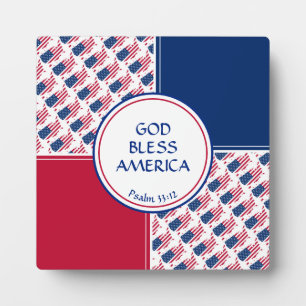 US AMERICA FLAG Patriotische Schrift GOD BLESS Fotoplatte
