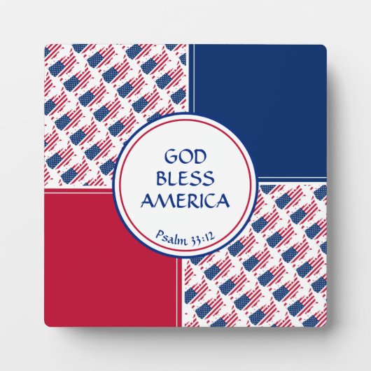 US AMERICA FLAG Patriotische Schrift GOD BLESS Fotoplatte (Vorderseite)