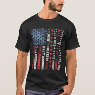 US America Flag Pfadfindergesetz T-Shirt