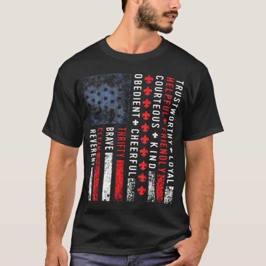US America Flag Scouting Law T-Shirt (Vorderseite)