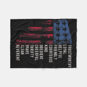 US America Flag Vintages Pfadfindergesetz Fleecedecke (Vorderseite (Horizontal))