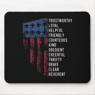 US America Flag Vintages Pfadfindergesetz Mousepad