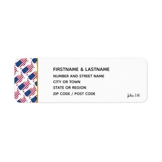 US AMERICA John 3:16 Rücksendeadresse Etikett (Vorne)