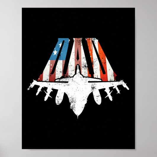 US American Flag Air Fighter Jet Fathers Day 4. O Poster (Vorne)