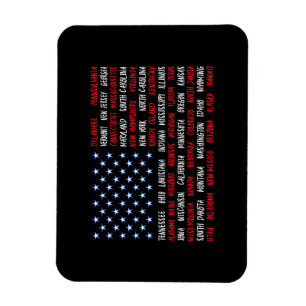 US American Flag Alle 50 Staat-Namen Magnet