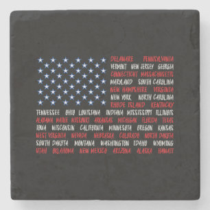 US American Flag Alle 50 Staat-Namen Steinuntersetzer