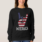US American Flag and Patriotic Rock Sign of Hand M Sweatshirt (Vorderseite)