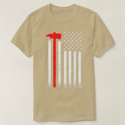 US American Flag Ax Fireman Patriot Firefighter T-Shirt (Design vorne)
