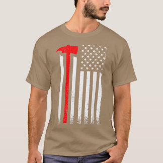 US American Flag Ax Fireman Patriot Firefighter T-Shirt