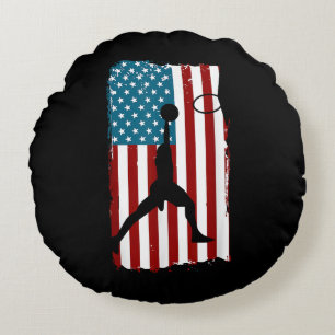 US American Flag Basketball Patriotic Athlete Prin Rundes Kissen