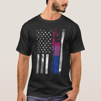 US American Flag Bisexual Truck Bi Pride Lgbtq Dri T-Shirt