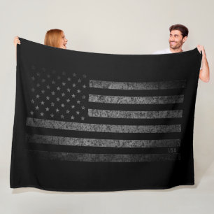 US American Flag Black Grunge mit Namen Fleecedecke