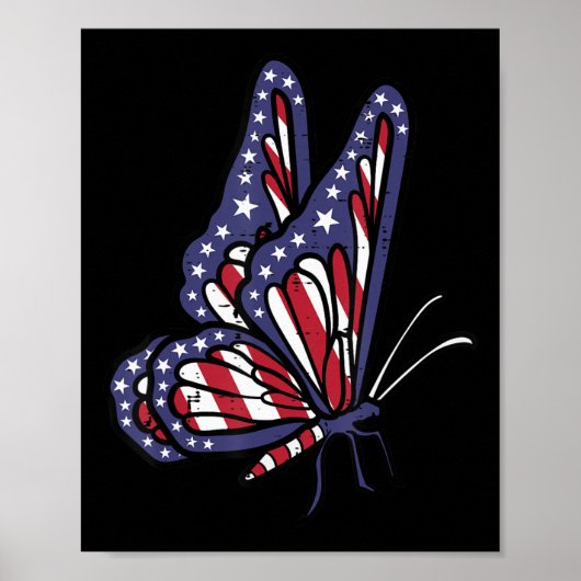 US American Flag Butterfly Memorial Day 4. Juli O Poster (Vorne)