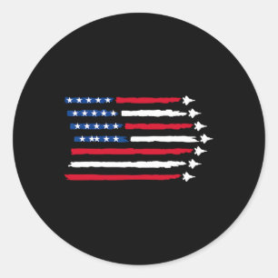 US American Flag Fighting Jets Patriotic USA 4. Runder Aufkleber