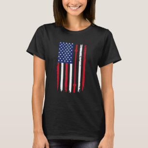 US American Flag Fitness Gym Barbell Powerlift T-Shirt