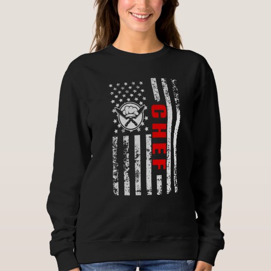 US American Flag Food Cook Patriotic ob as Chef Pr Sweatshirt (Vorderseite)