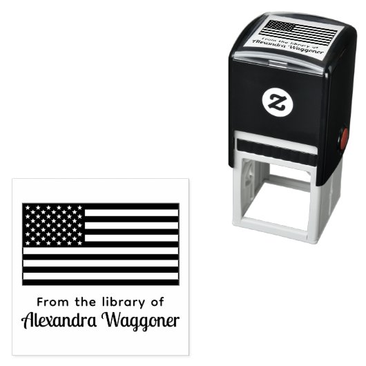 US American Flag "From the library of" Name Permastempel (Beispiel)